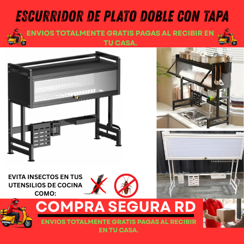 ESCURRIDOR DE PLATO DOBLE CON TAPA